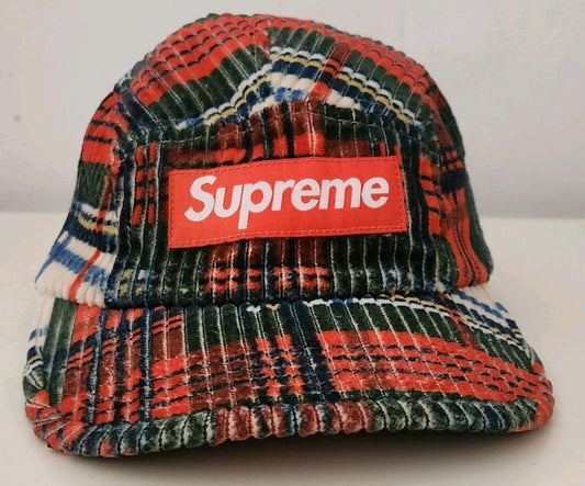 Gorra Camp Cap Supreme Corduroy SS22 Plaid Hat Box logo