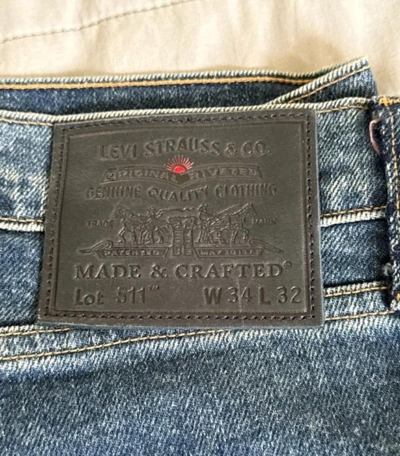 LEVIS Made & Crafted 511 Jeans Slim Cortado Dark Wash Size W34 L32