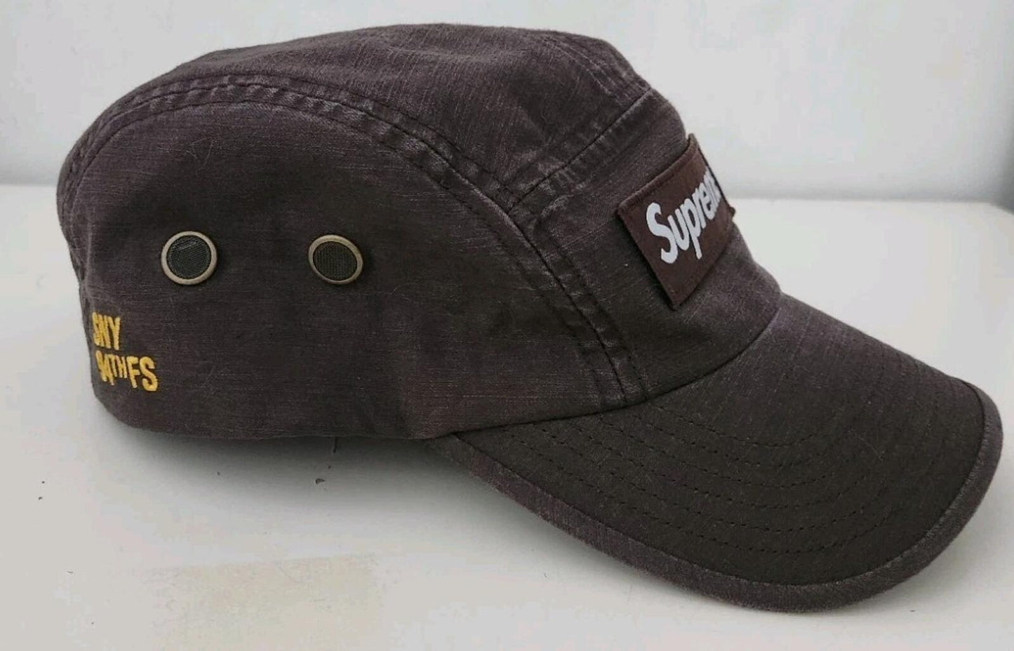 FW22 Supreme Military Camp Cap Hat Brown Box logo