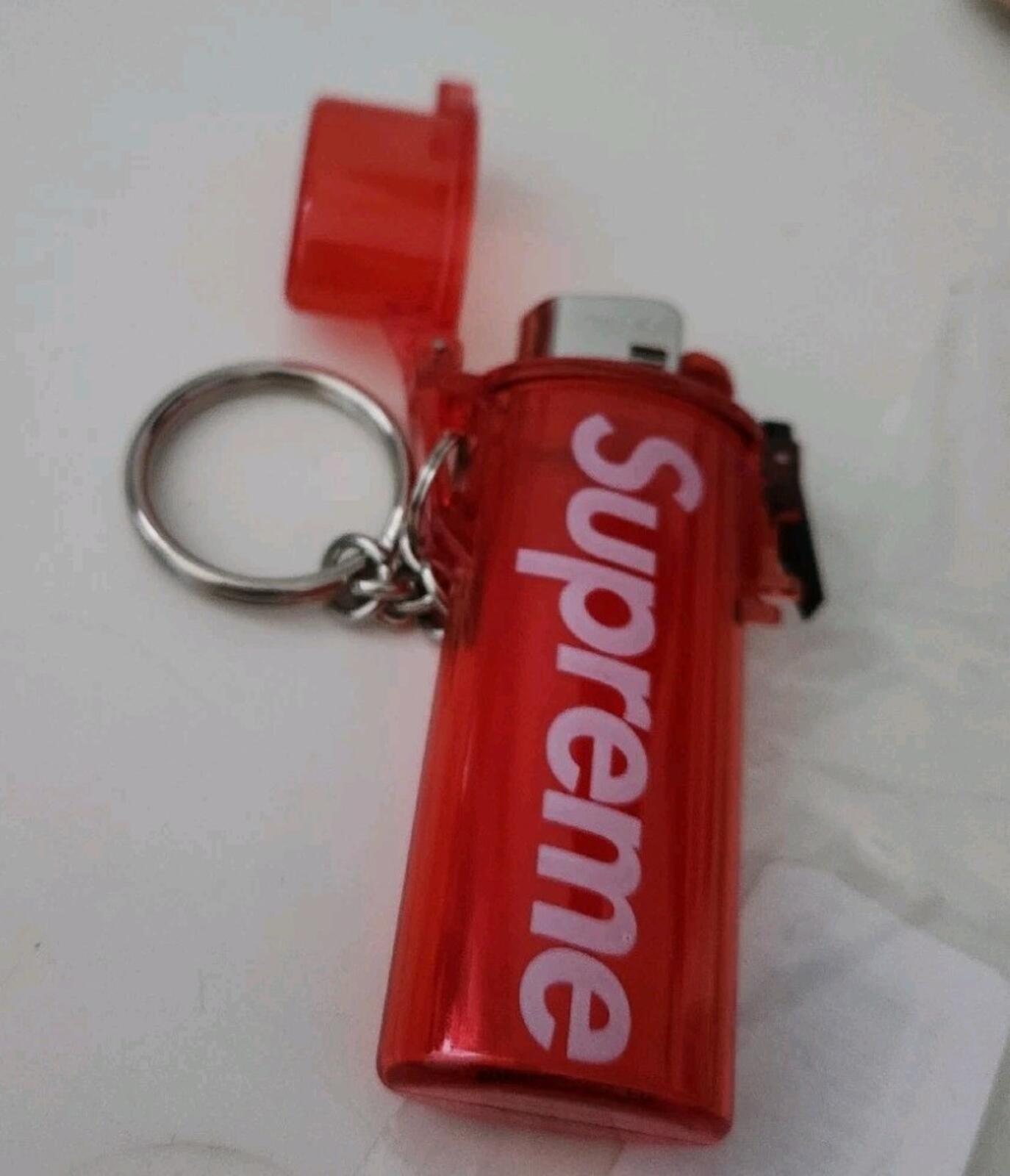 SS20 Supreme Waterproof Lighter Case Keychain Accessory Red Keyring Plastic New