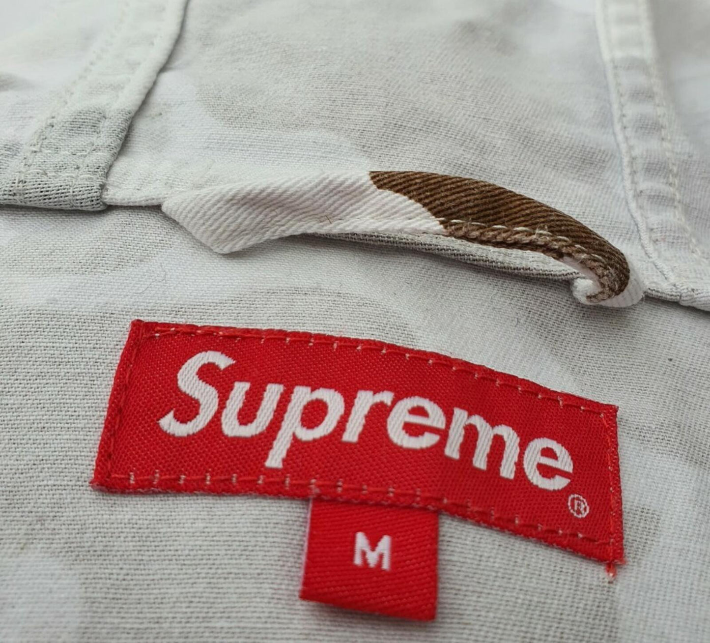 FW16 Supreme Twill Zip Up Parka Jacket White Camo Size M