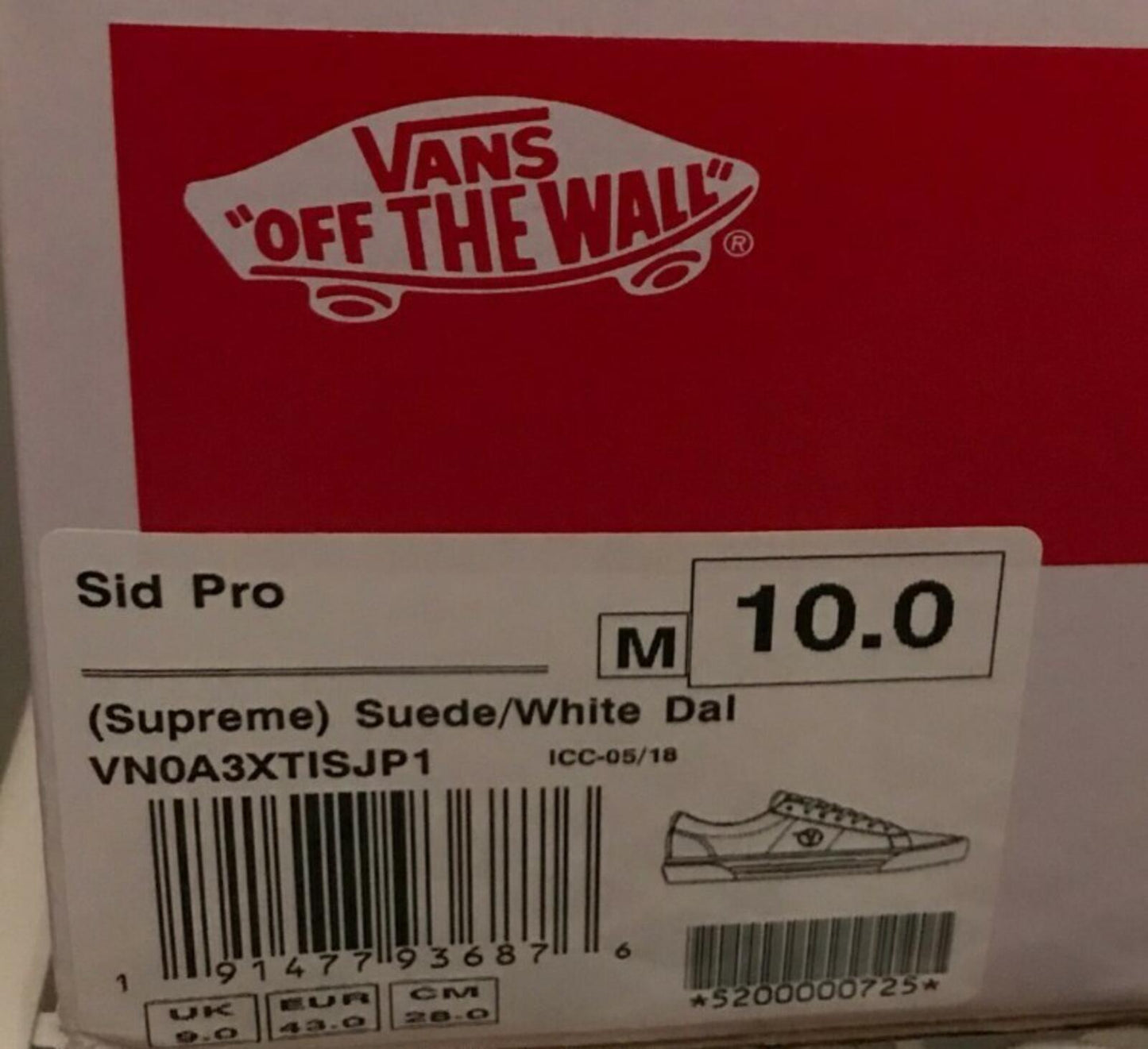 SS18 Supreme Vans Sid Pro Dalmatian UK 9 US 10 EUR 43 suede White trainers shoes