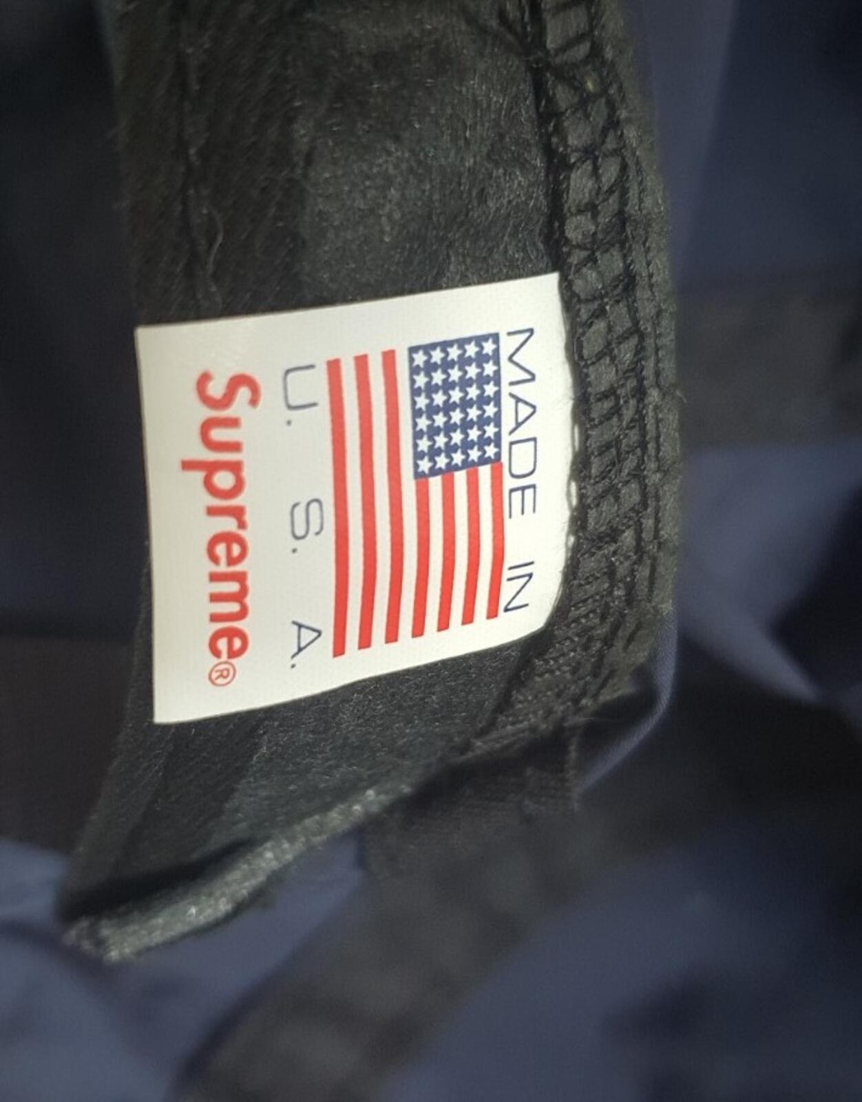 FW17 Supreme Liquid Metal Logo Camp Cap Navy