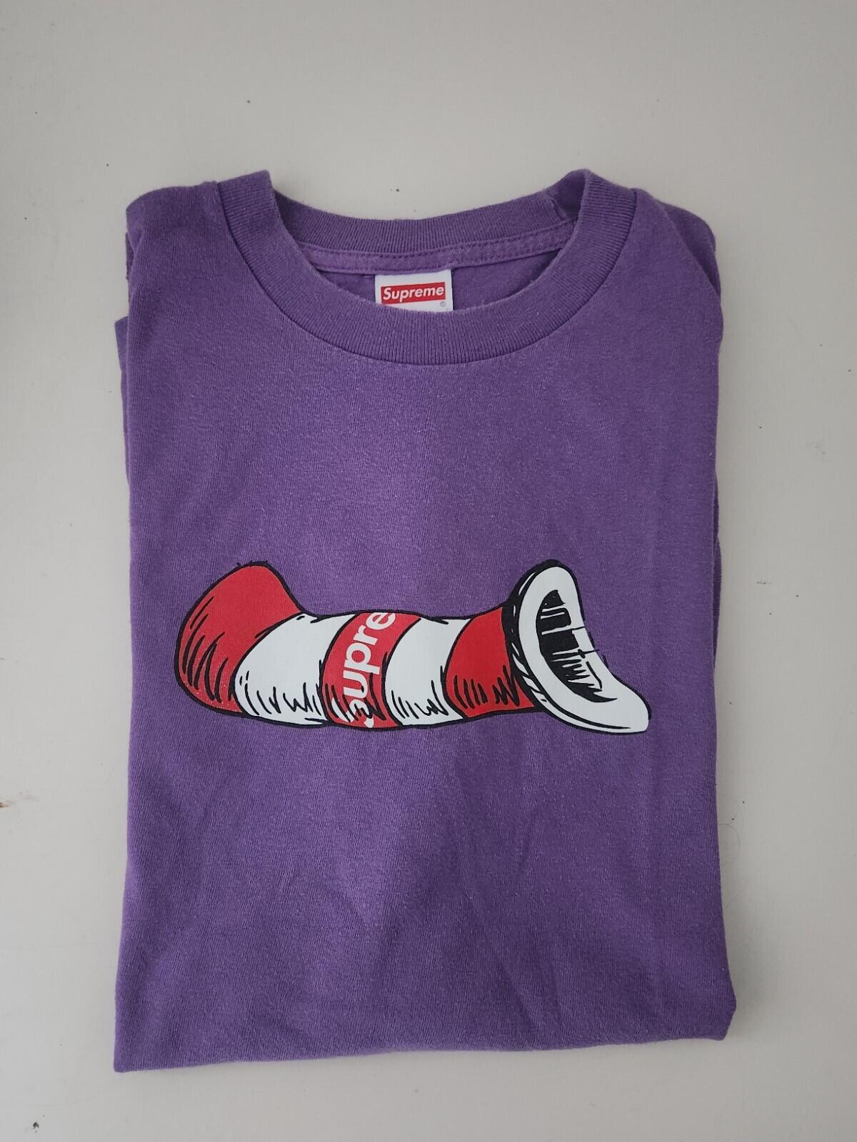 FW18 Supreme Cat in the Hat Tee Purple Size M