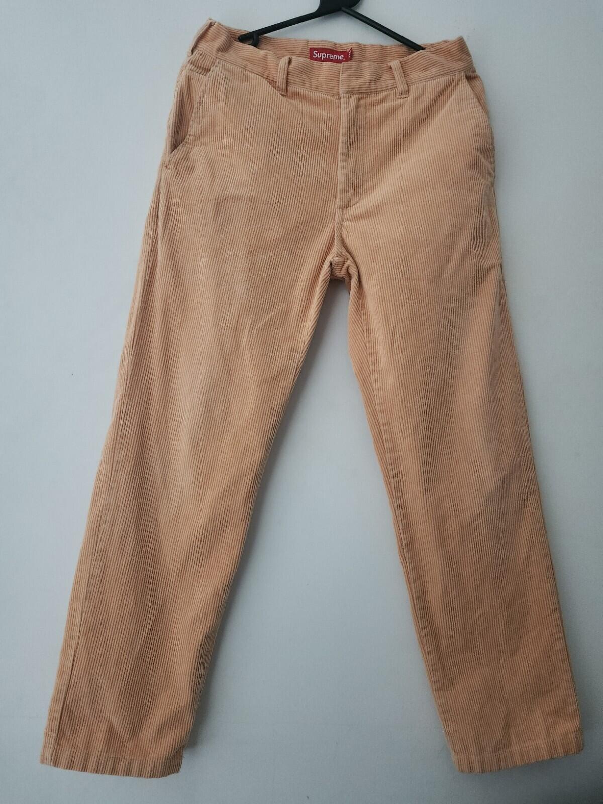 FW17 Supreme Corduroy Work Pant size 30 W30 L30 zip up trousers pants Peach S