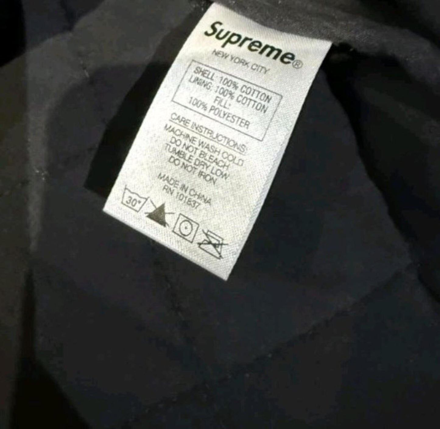 FW19 Supreme Quilted Plaid Zip Up Shirt Black Size L