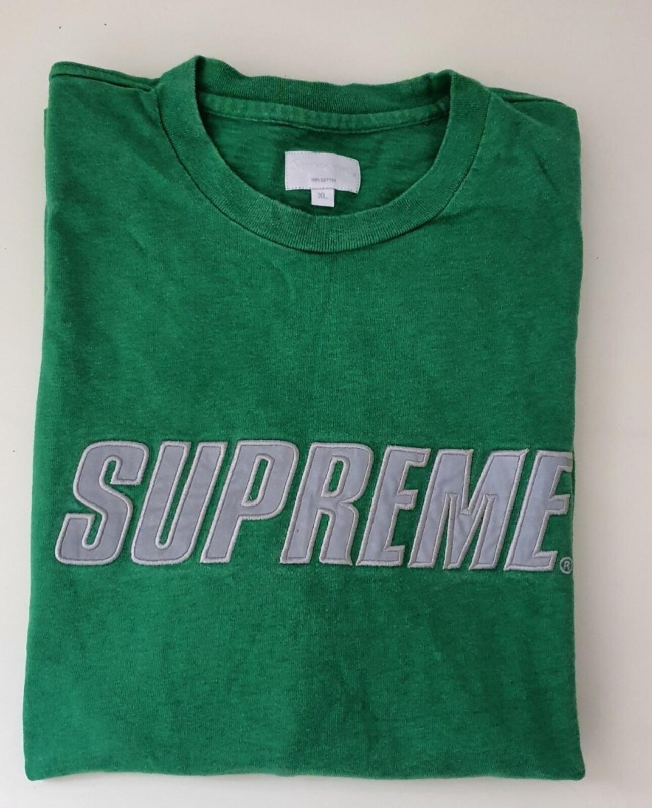 FW17 Supreme Reflective L/S Top Tee Größe XL T-Shirt meliertes Kelly-Grün