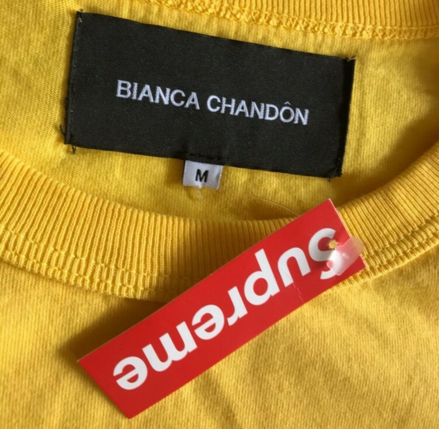 Bianca Chandon x A-1 Record Shop Cockfight yellow Tee size M medium T-shirt New