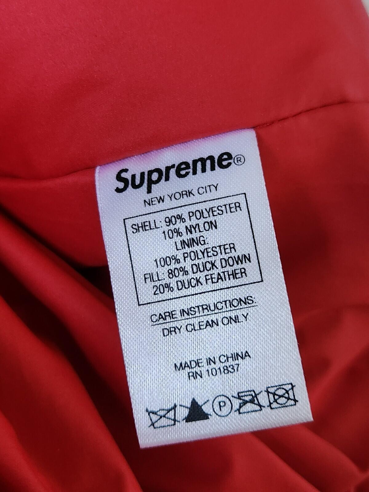 SS19 Supreme Bonded Logo Puffy Jacket Size M Medium Red Coat Duck Down