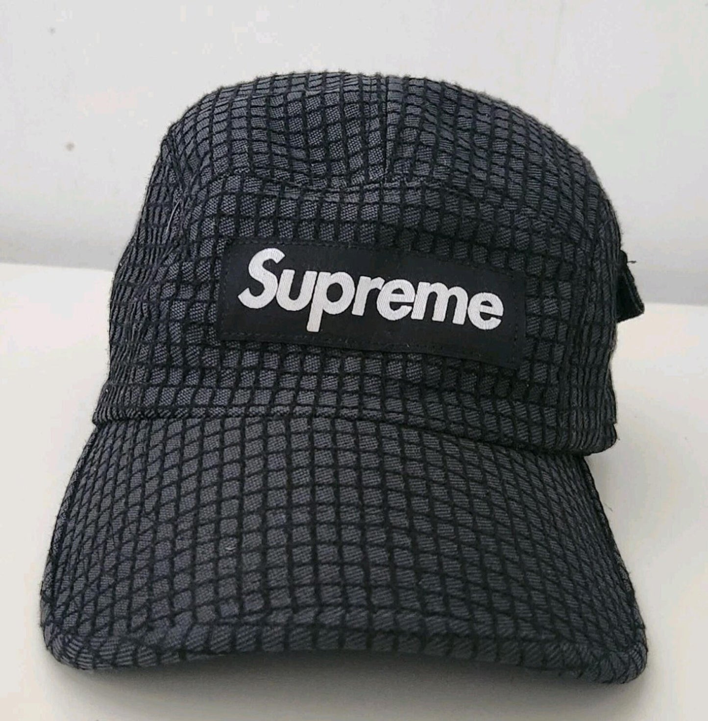 SS22 Supreme Denim Ripstop Camp Cap Black Hat Flap Patch Pocket