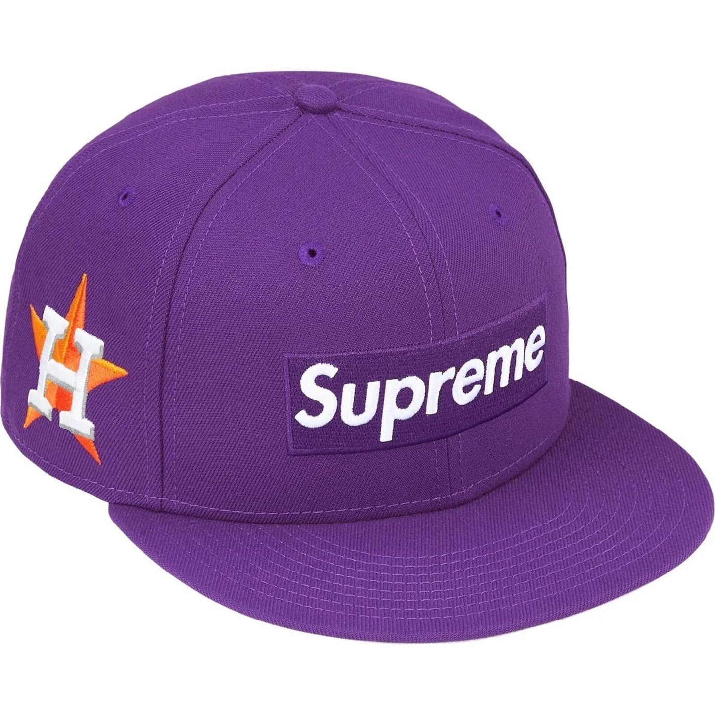 FW25 Supreme x MLB Teams Box Logo New Era Purple Houston Astros Hat Snapback Cap