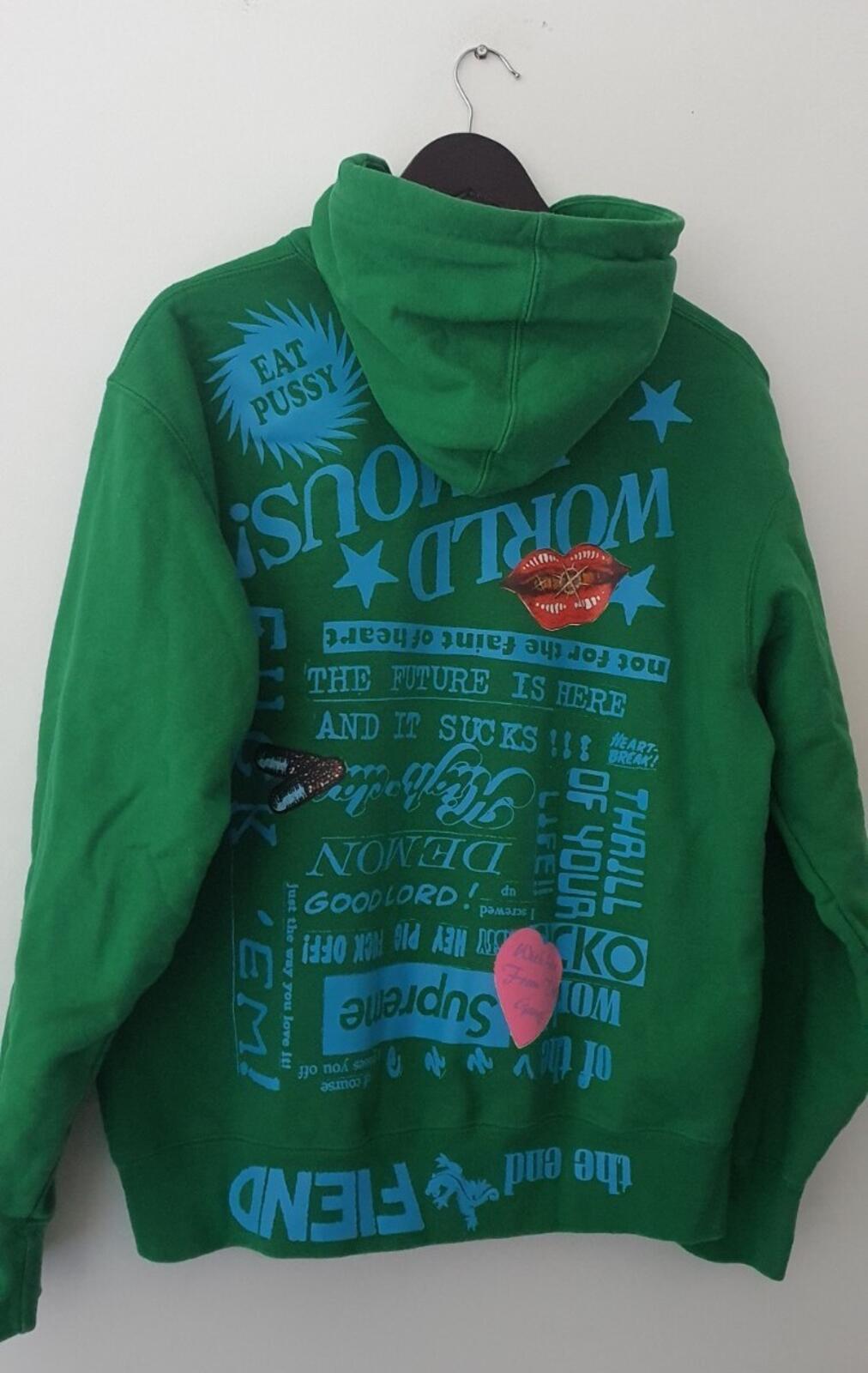 SS23 Supreme Fiend Kapuzenpullover S klein Grüner Hoodie Artwork von Weirdo Dave