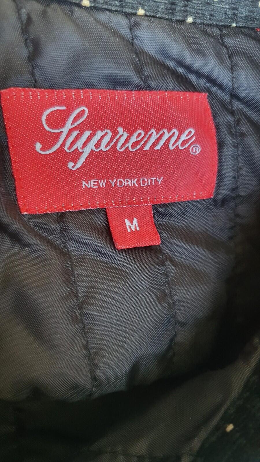 FW13 Supreme Corduroy Polka Dot Gestepptes Hemd Schwarz Größe M