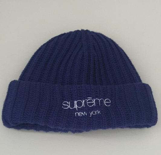 FW22 Supreme Ribbed beanie Dark Royal Blue Hat