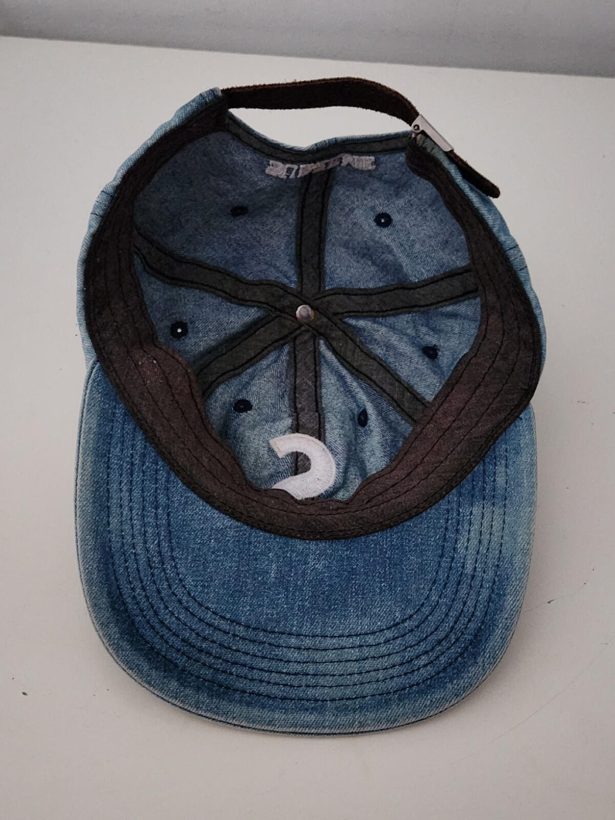 Gorra SS17 Supreme Washed Denim S Logo 6 Paneles Azul