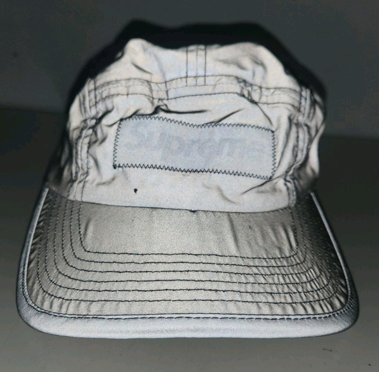 SS20 Supreme Reflective Camp Cap Black Silver Hat Box logo Made In U.S.A
