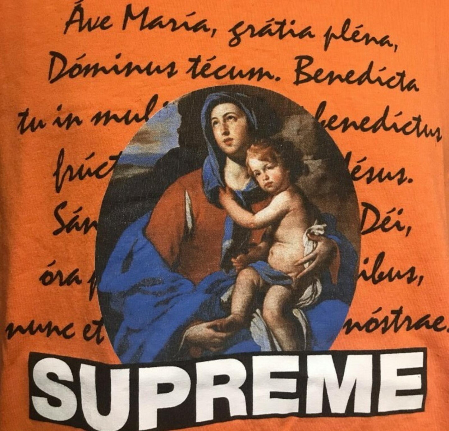 SS12 Supreme Ave Maria Tee Naranja Talla M