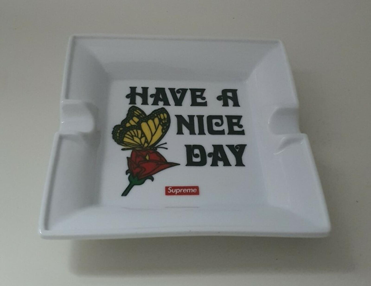SS15 Supreme Butterfly Ashtray Ceramic Tray White