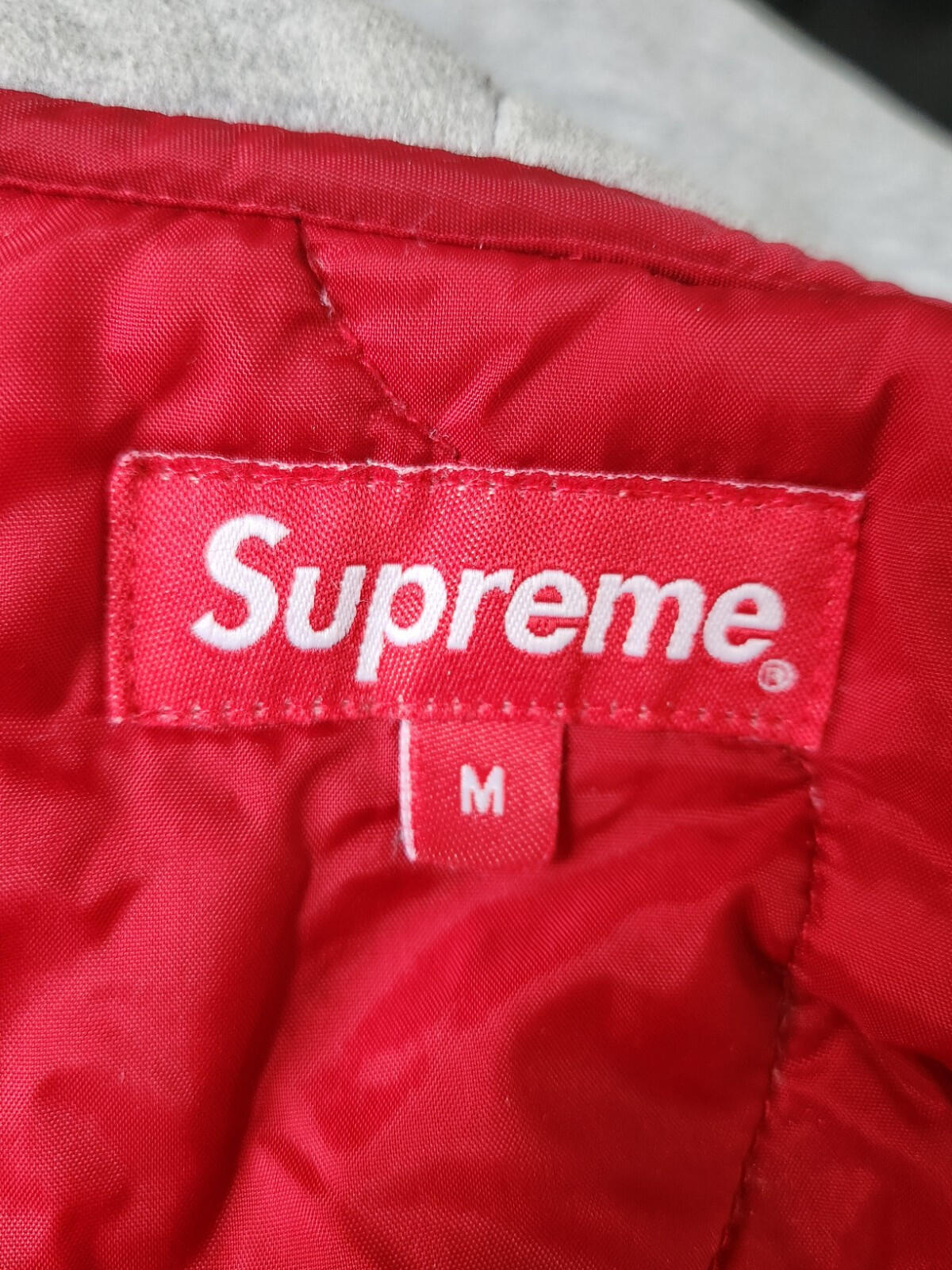 FW17 Supreme Quilted Liner Hooded Jacket M medium red I pledge allegiance coat
