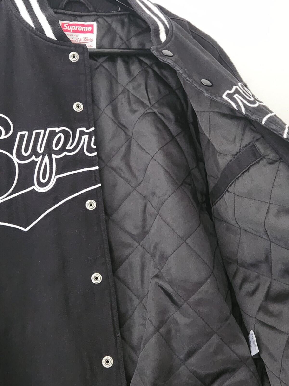 FW22 Supreme x Mitchell & Ness Doughboy Twill Varsity Jacket Black Size S