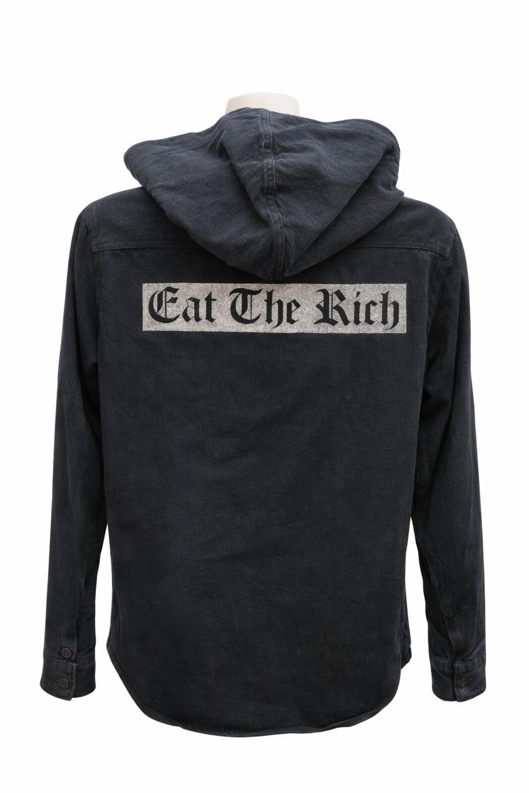 FW14 Supreme Eat The Rich Hooded Denim Shirt Indigo Größe M