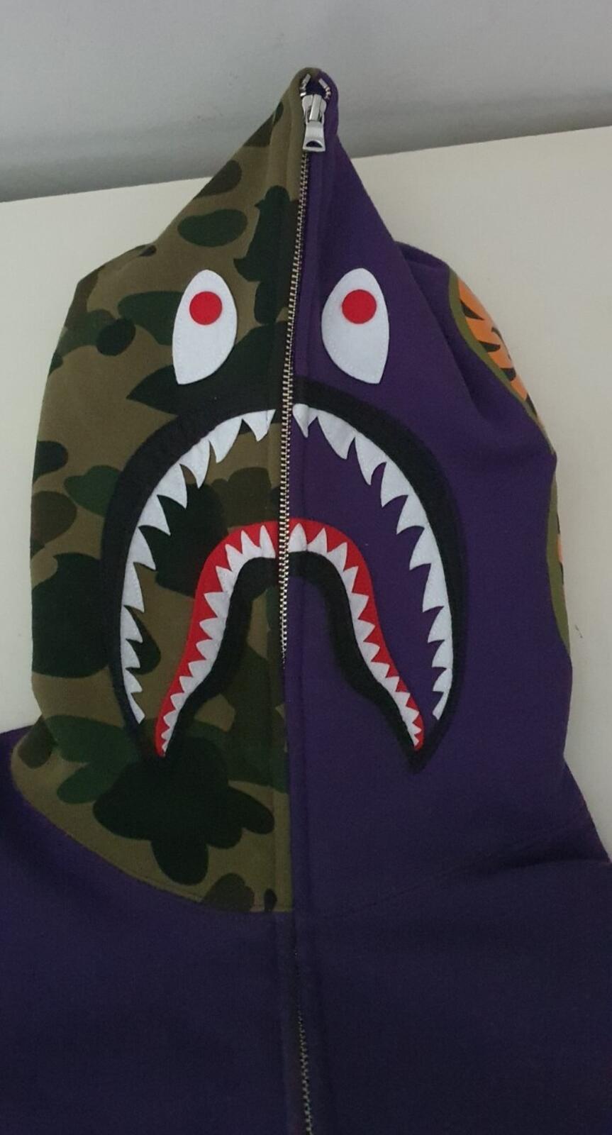 A BATHING APE Shark Full Zip Hooded Sweatshirt Purple Size S BAPE