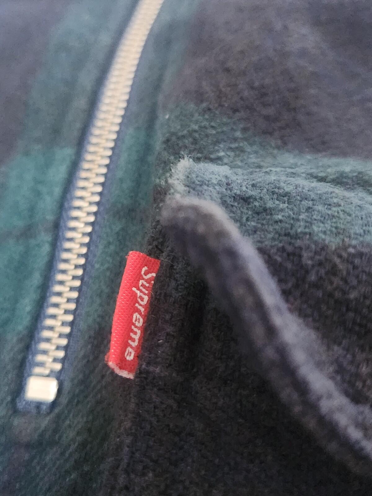 FW16 Supreme Hooded Plaid half zip hooded shirt size L large Navy