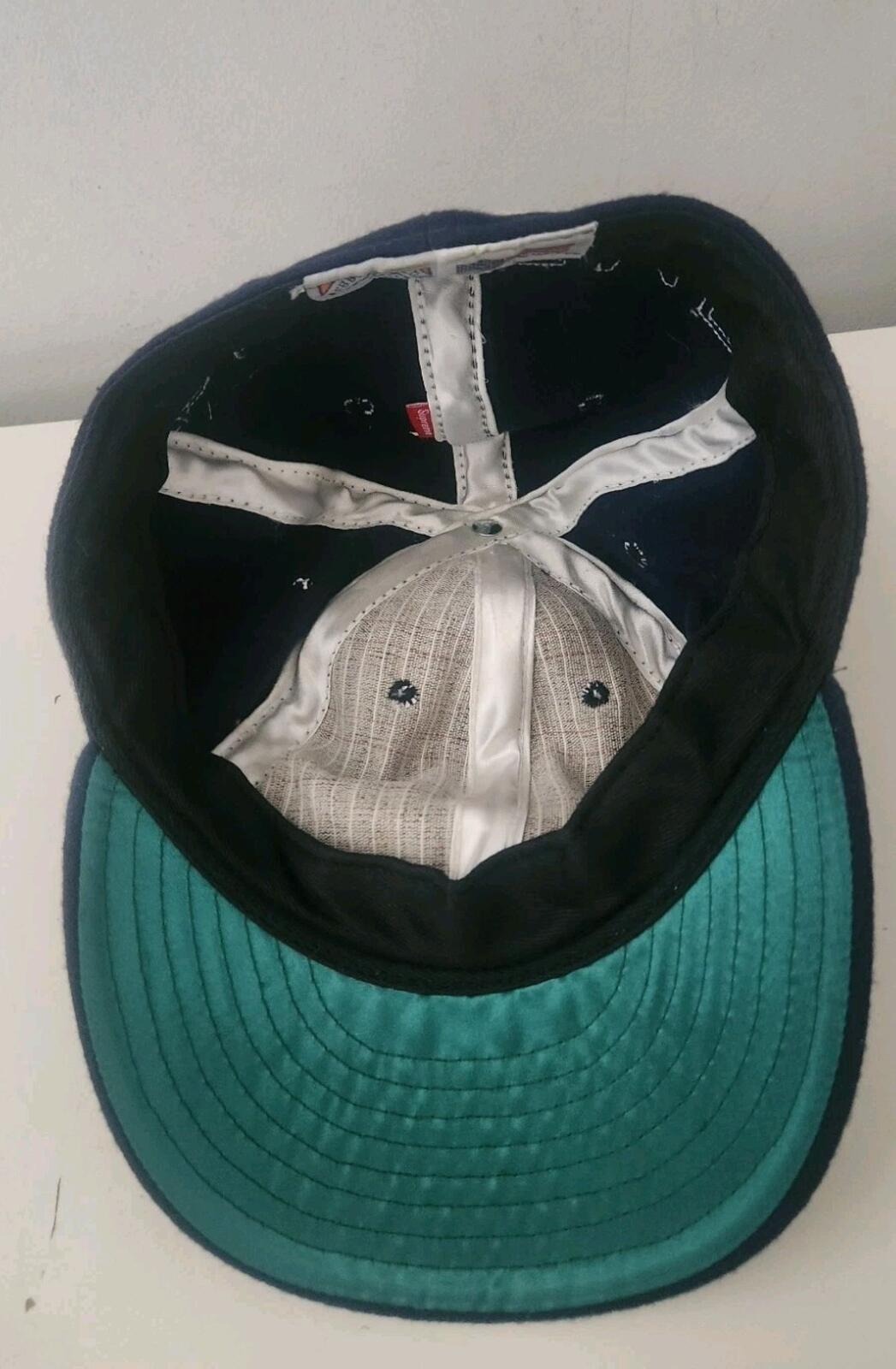 FW10 Supreme x Ebbets Field Back Hit Fitted Hat Size 7 1/4 Navy cap 2010 Vintage