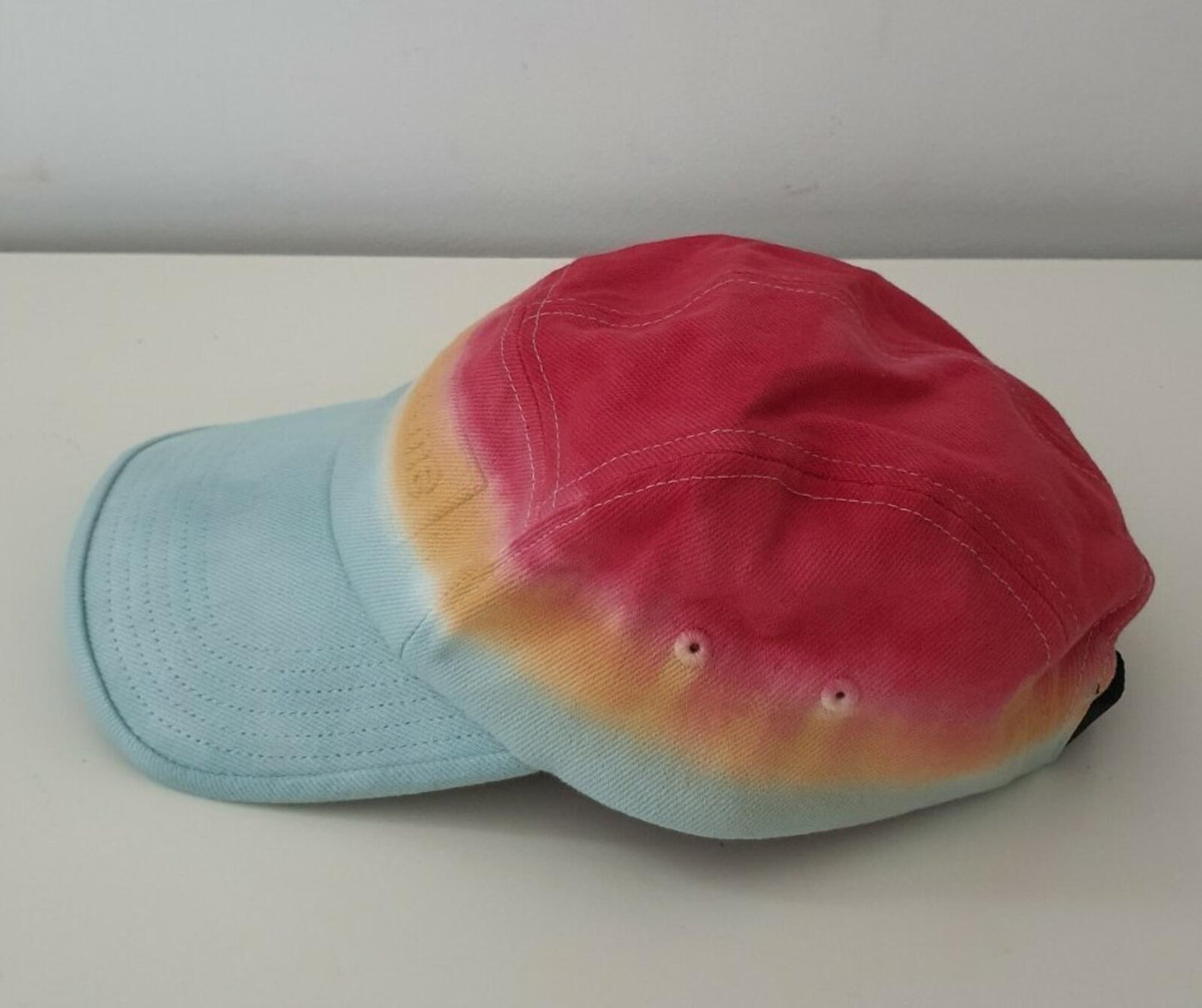 SS20 Supreme Embossed Denim Camp Cap Hat Red Dip Dye