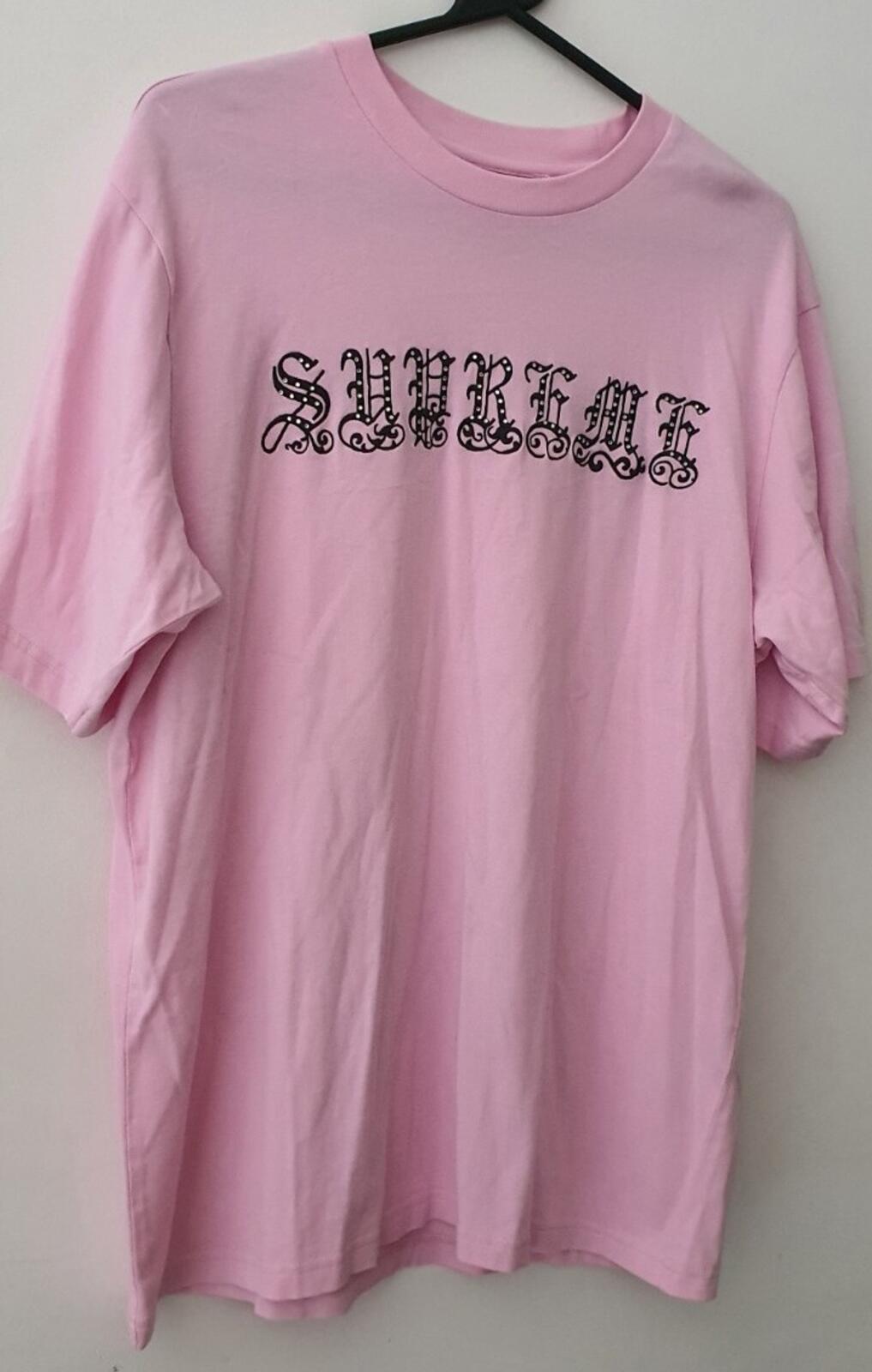 SS21 Supreme Old English Rhinestone S/S Top Tee Pink Size L