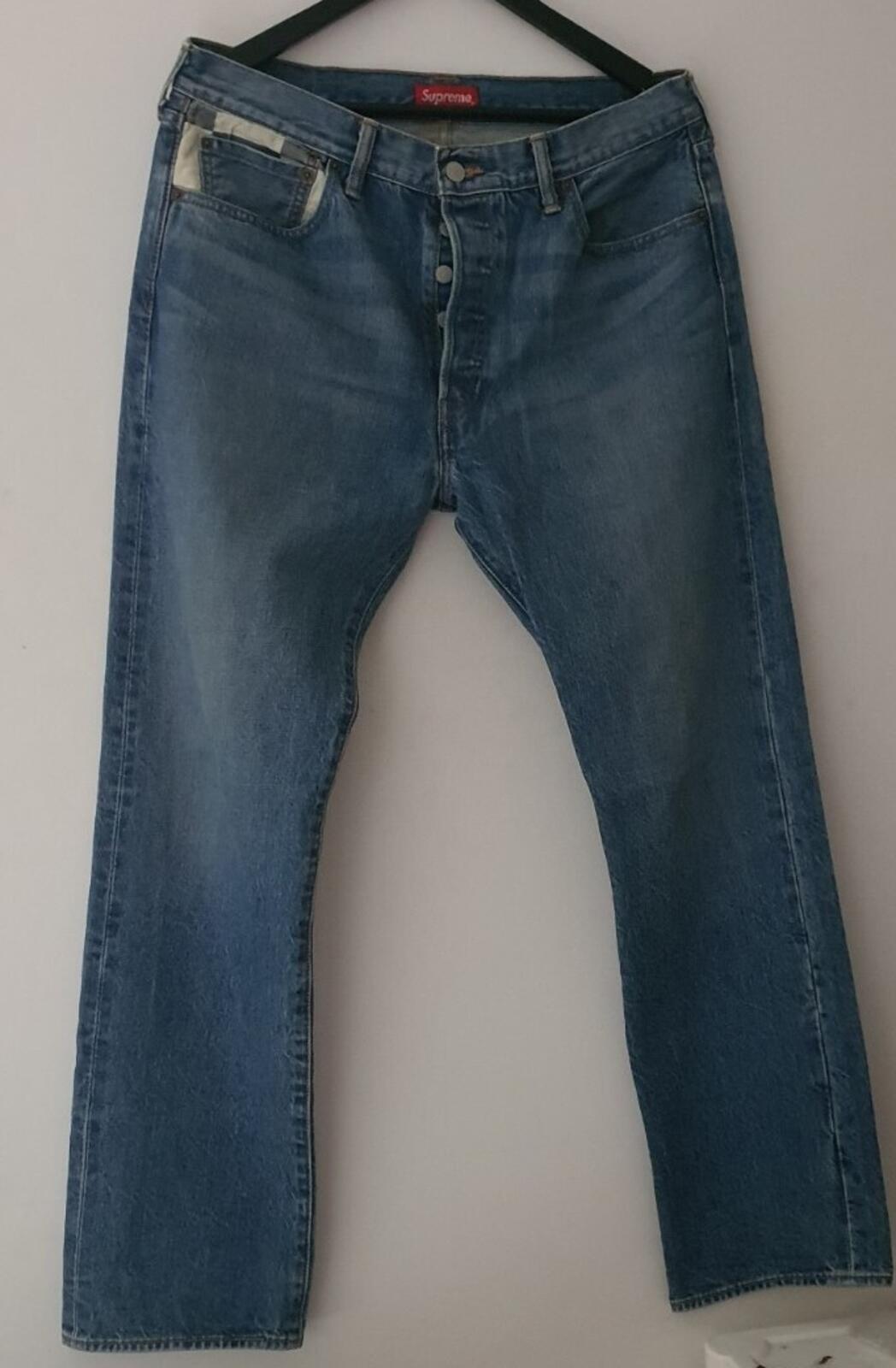 FW14 Supreme Levis Custom Fit 501 jeans 34 W34 L32 Levi's Blue Denim Checker