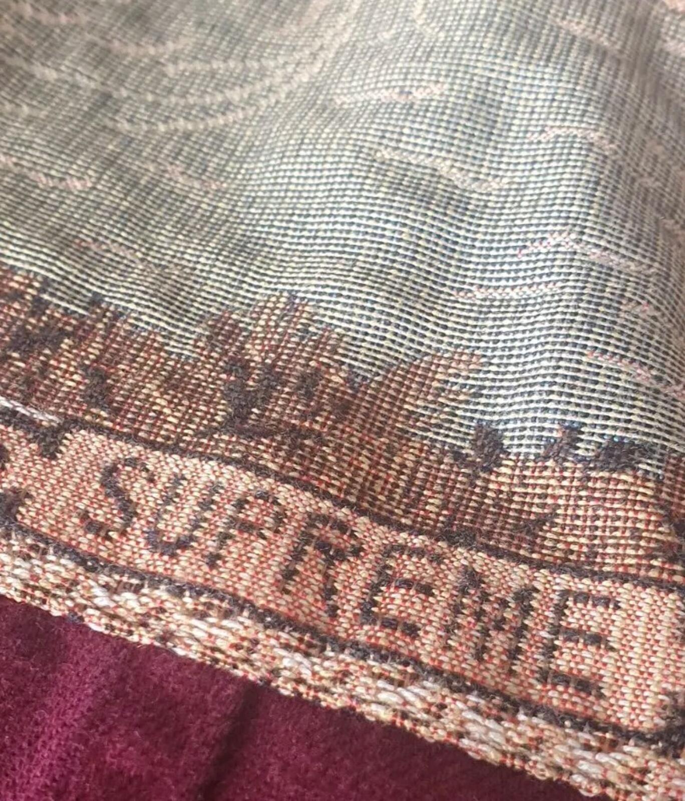 SS18 Supreme NY Tapestry Denim Chore Coat Size L Large Jacket Maroon