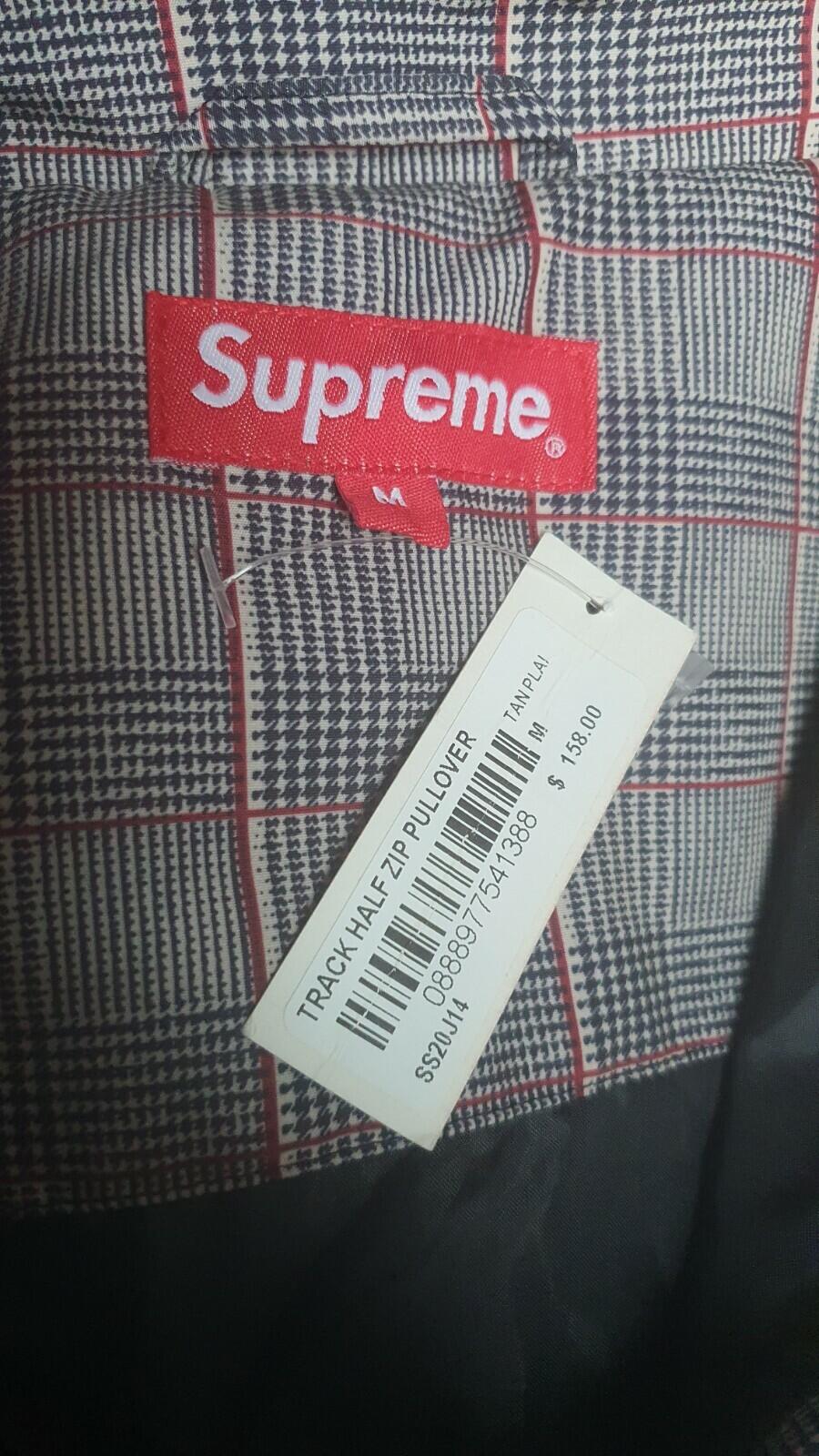 SS20 Supreme Track Half Zip Pullover Jacket Tan Plaid size M