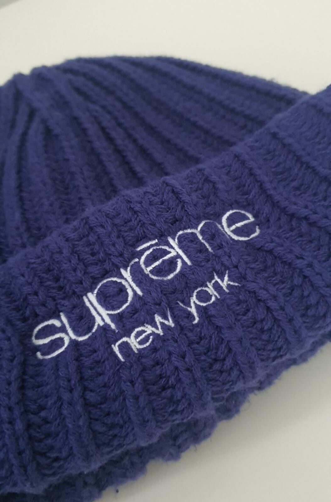 FW22 Supreme Ribbed beanie Dark Royal Blue Hat