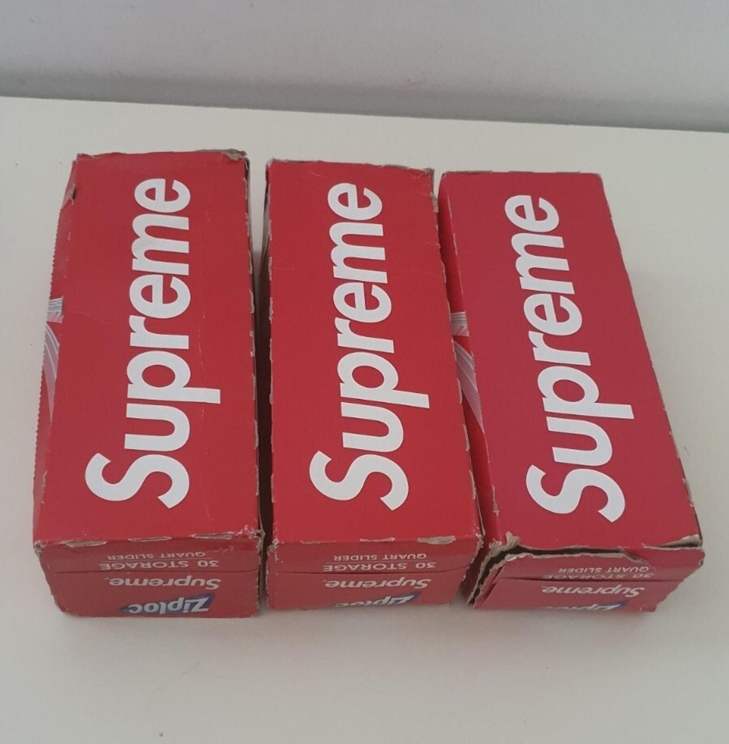 3x SS20 Supreme ZIPLOC Beutel (3x Boxen à 30 Stück) klare kleine Box Logo Aufbewahrungsbeutel