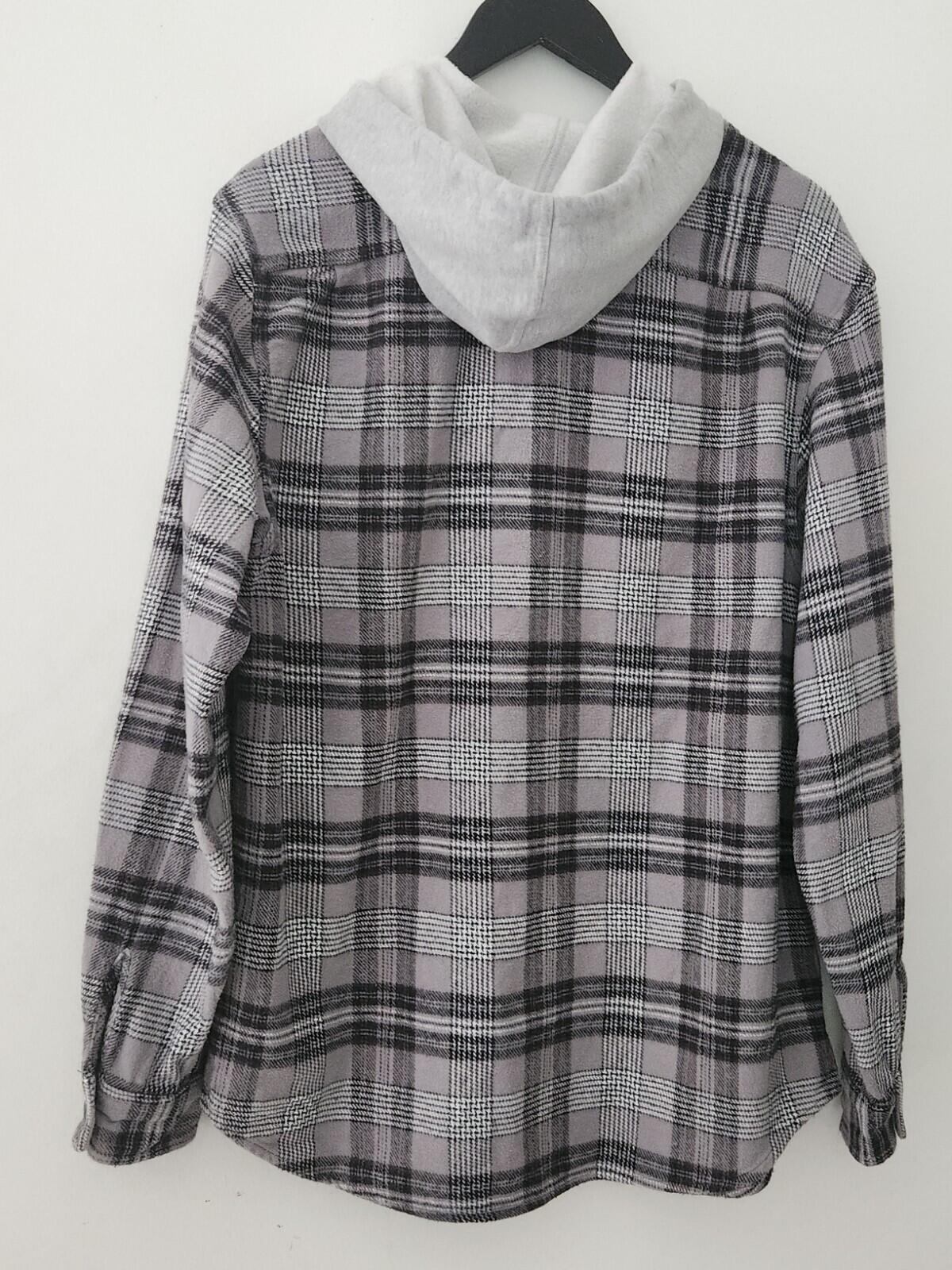 SS18 Supreme Hooded Plaid Flannel Shirt size M medium Black