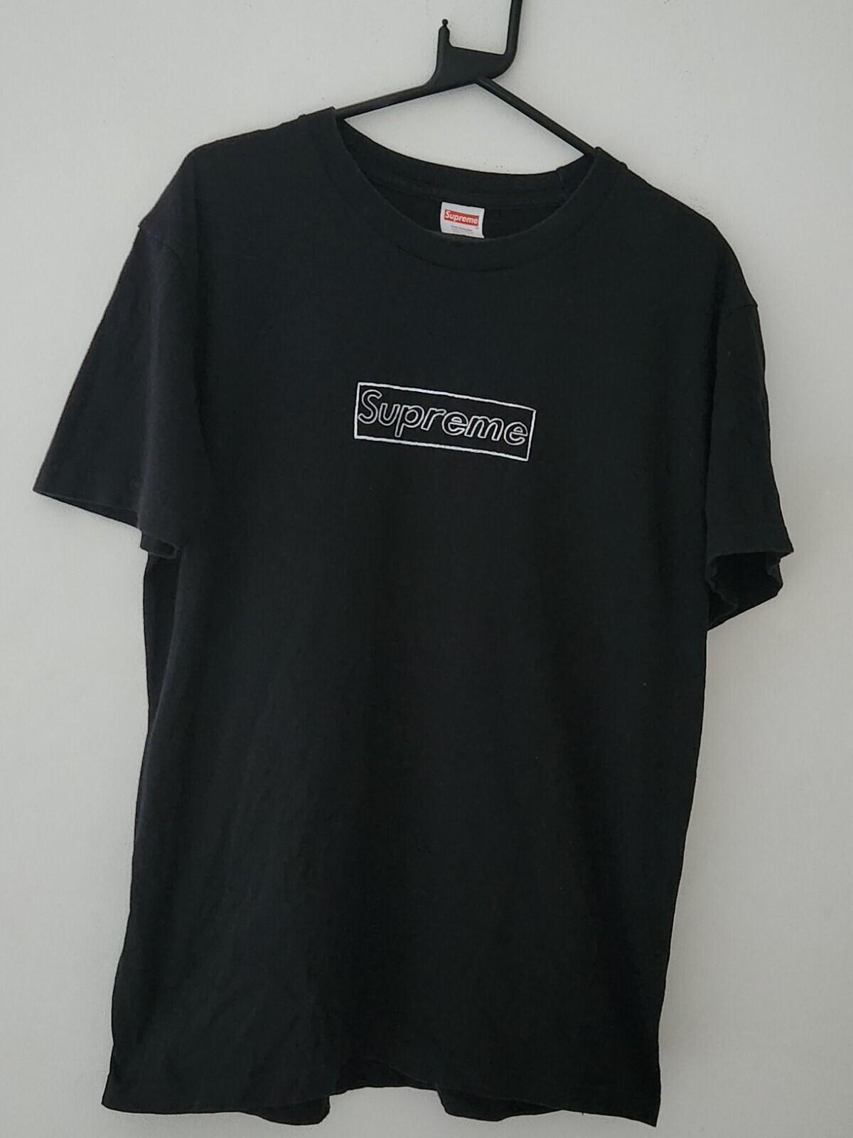 SS21 Supreme x Kaws Chalk Logo Tee Black T-shirt Size M Medium