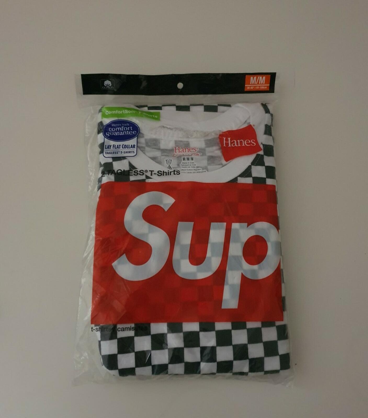 SS18 Supreme Hanes Checker Tagless Tees (2 pack) size M medium New Underwear