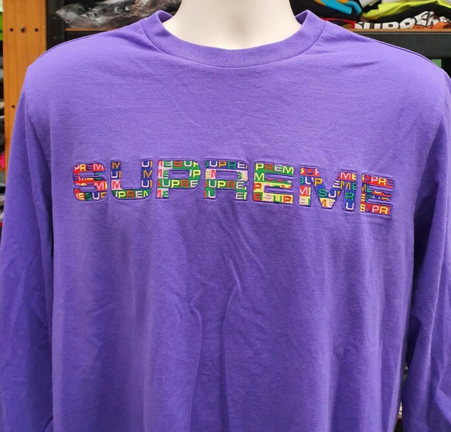 SS20 Supreme Meta Logo L/S Top Purple Size M