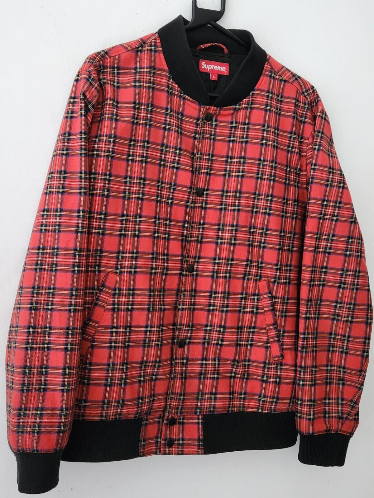 FW13 Supreme Plaid Bomber Jacket Red Size L