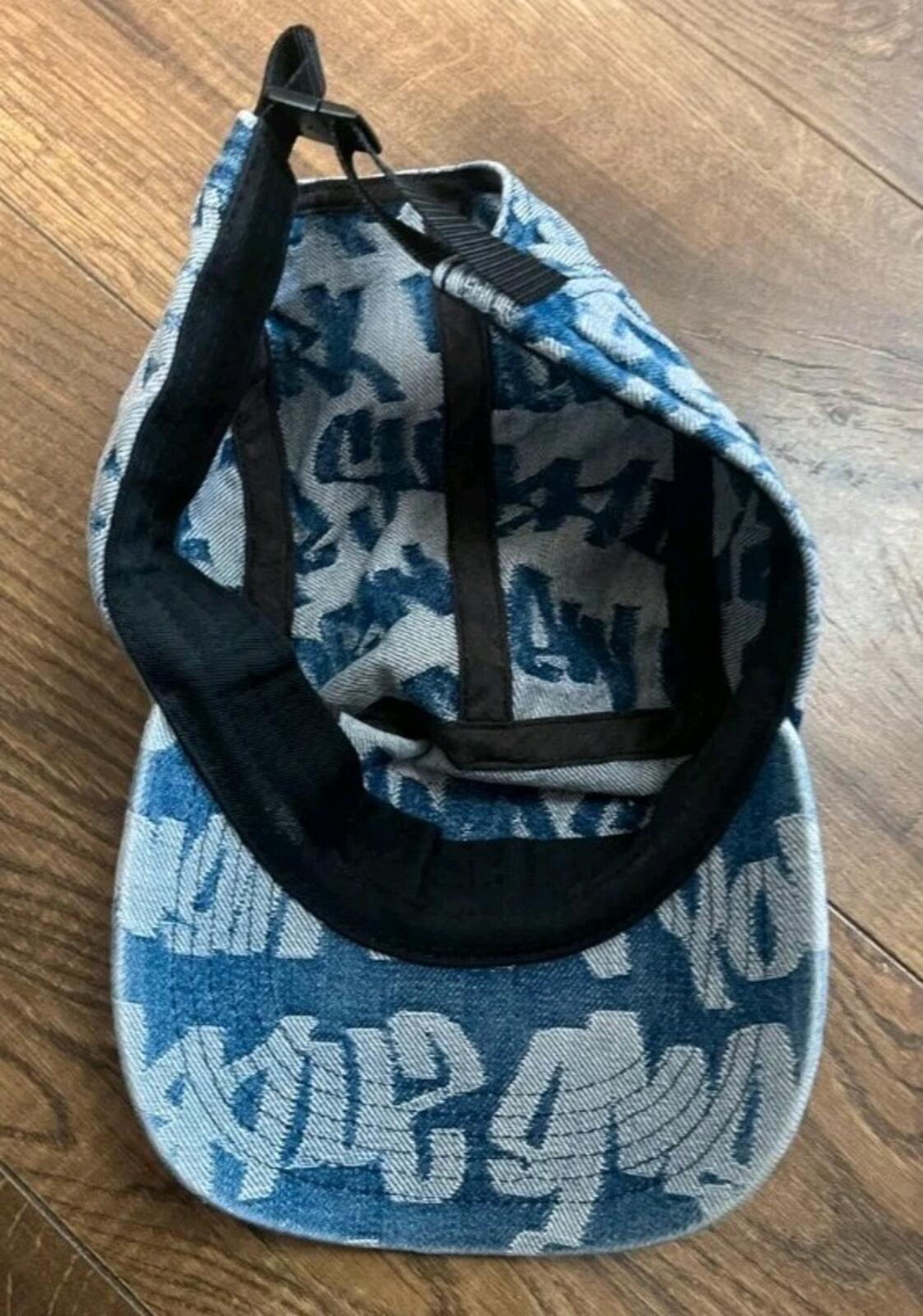 SS22 Supreme Fat Tip Jacquard Denim Camp Cap Blue