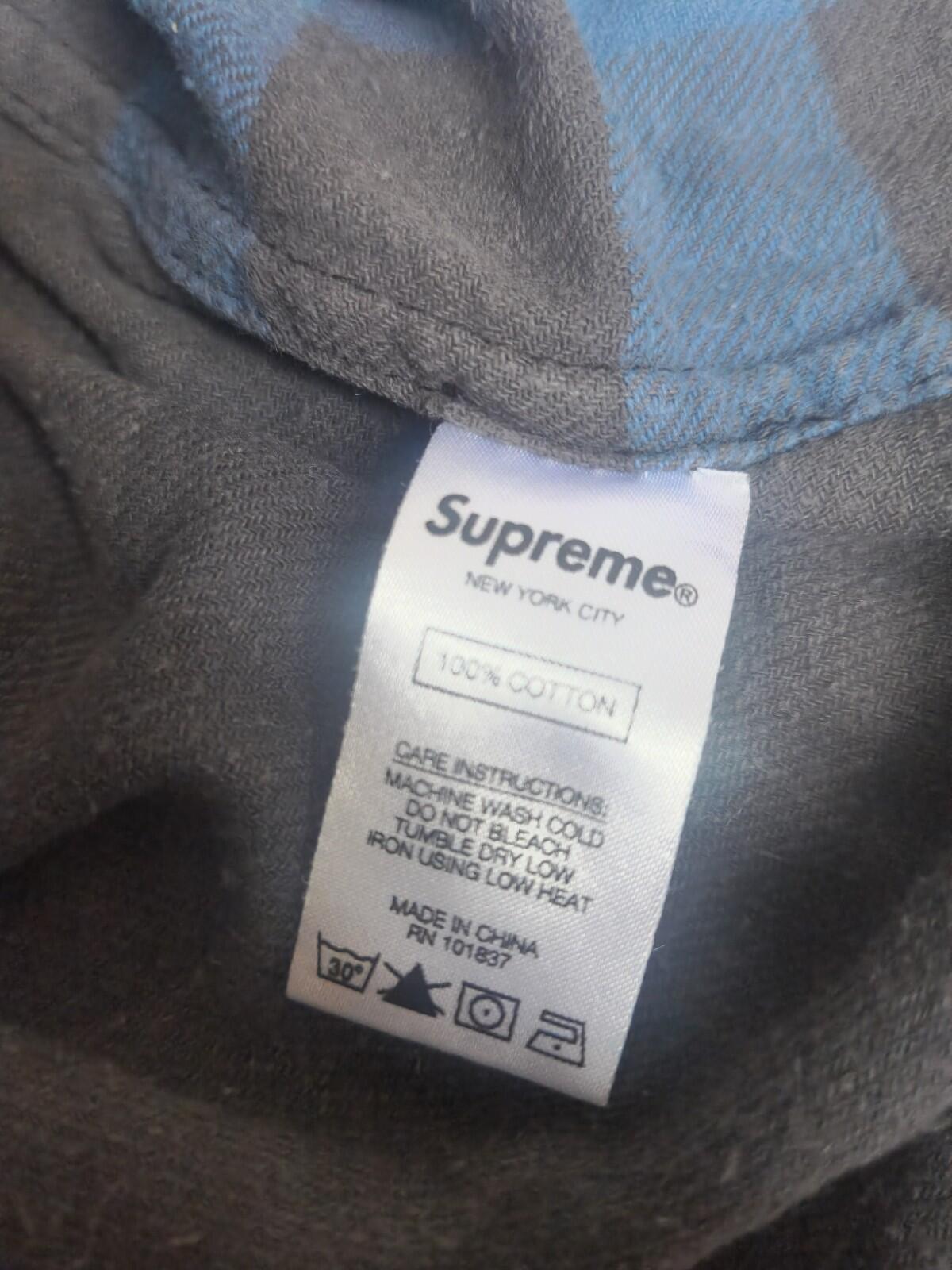 FW17 Supreme Hooded Buffalo Flannel Plaid Shirt Blue Green Red Yellow Size M
