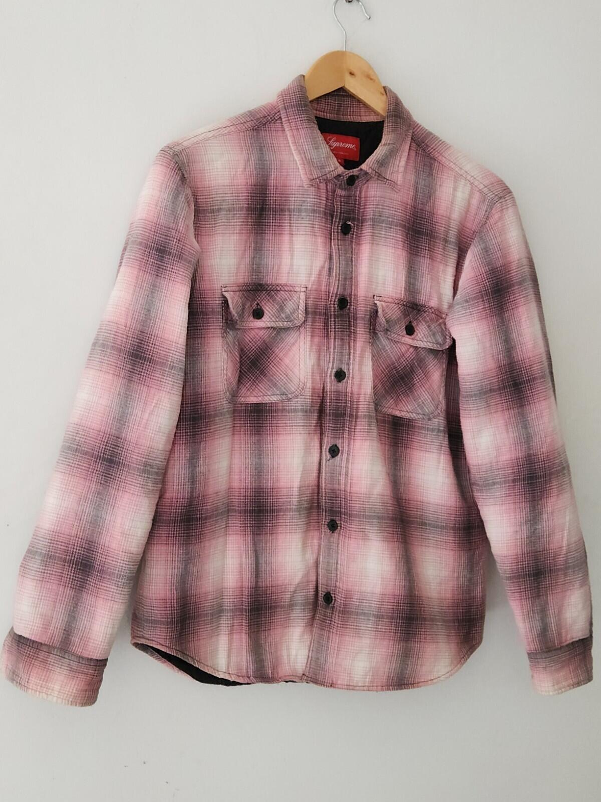 FW16 Supreme Quilted Flannel Shirt Size S Small Plaid White