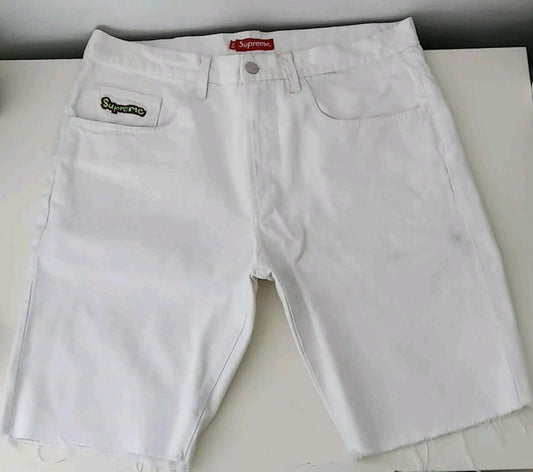 FW14 Supreme x Gonz short size 34 White shorts Mark Gonzales ALTERED Jeans Rare