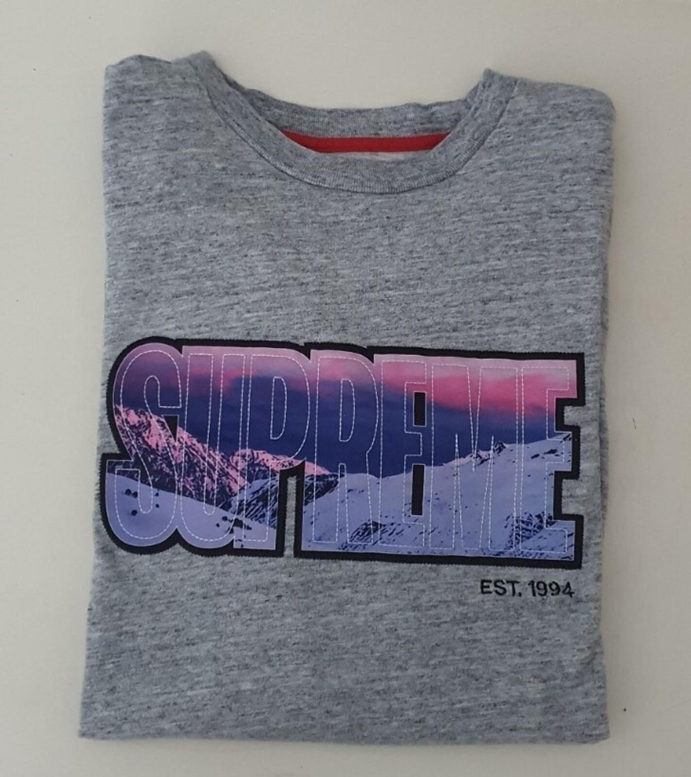 FW15 Supreme Summit L/S Top Gris jaspeado Talla M