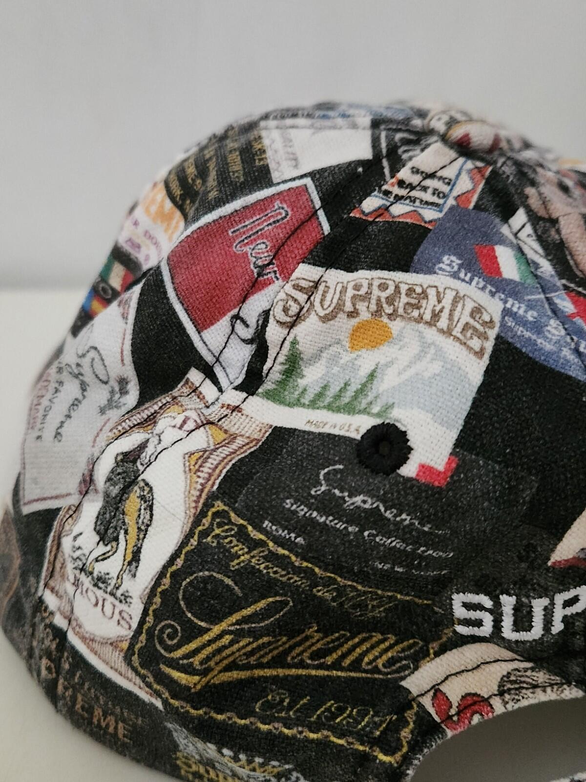 SS21 Supreme Labels 6-panel Black Cap Canvas Hat