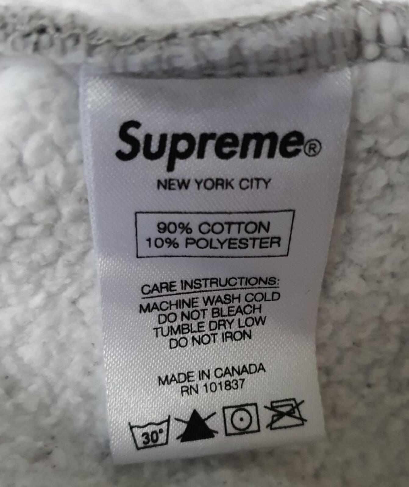 FW16 Supreme Rib Logo Zip Up Up Hooded Sweatshirt Heather Grey Size M