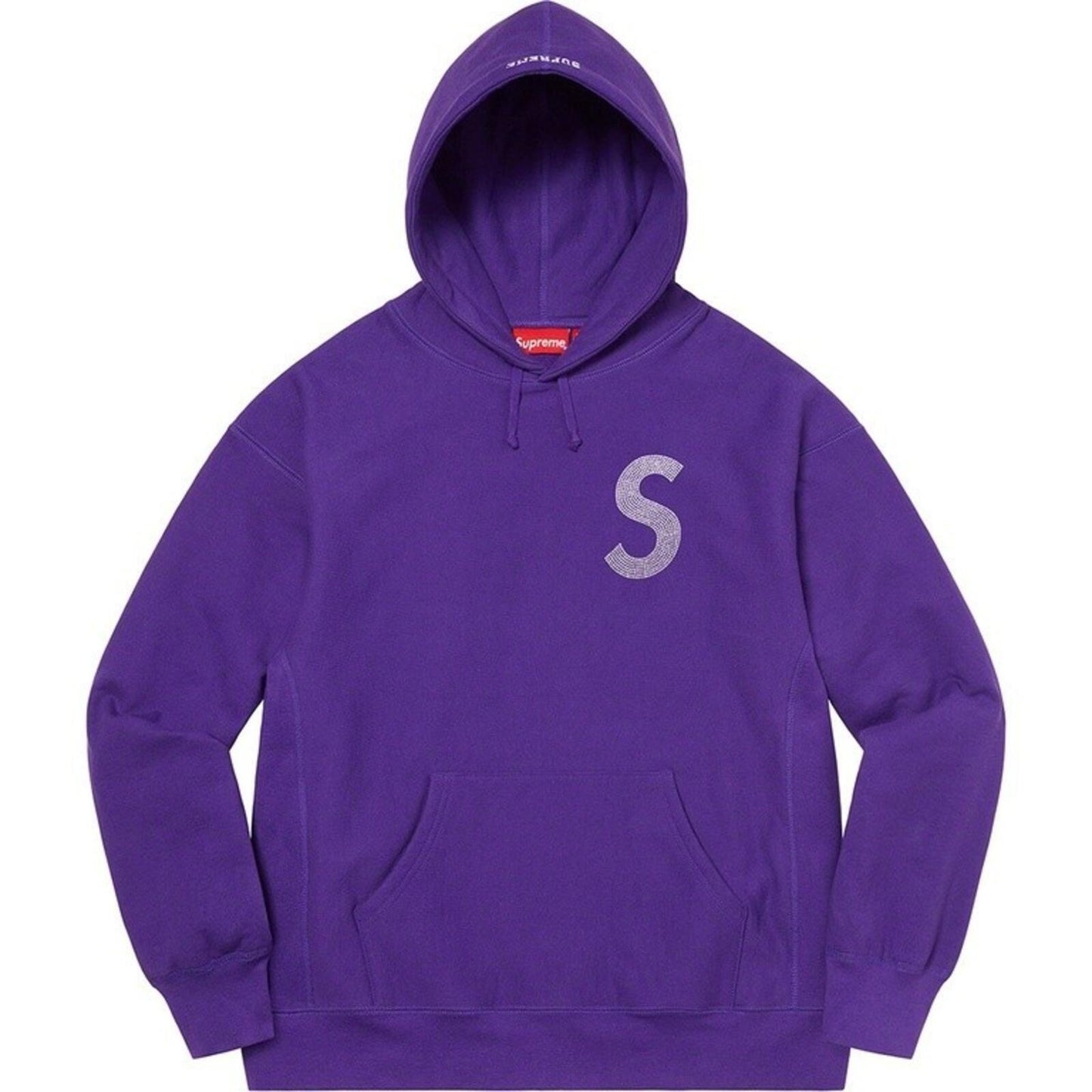 SS21 Supreme Swarovski Logo Hooded Sweatshirt Purple Size L