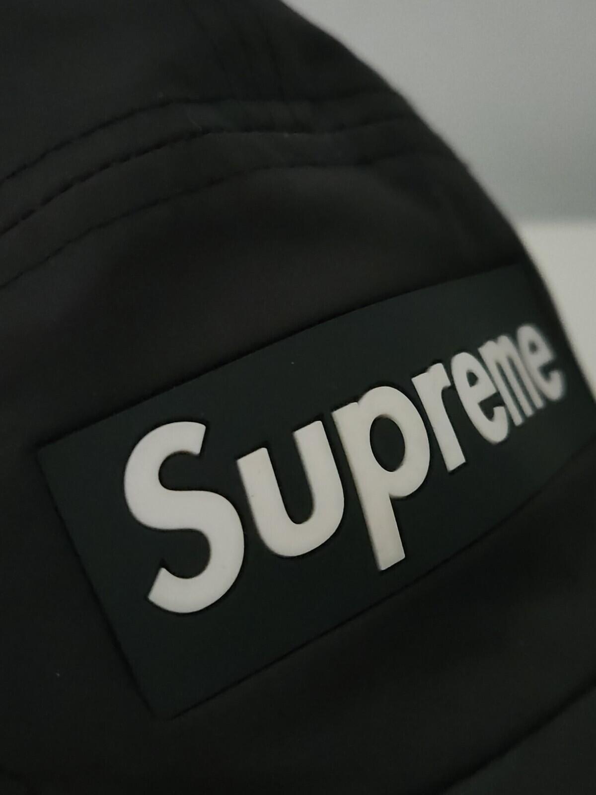 FW20 Supreme Inset Logo Camp Cap Black Rubber Box logo Water Resistant Hat