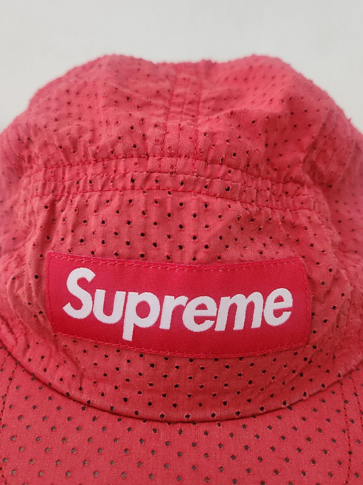 SS17 Supreme Perforated Camp Cap Rot Hut Box Logo Made in U.S.A